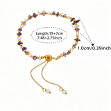 Gold Plated Stainless Steel Pearl & Amethyst Bracelet