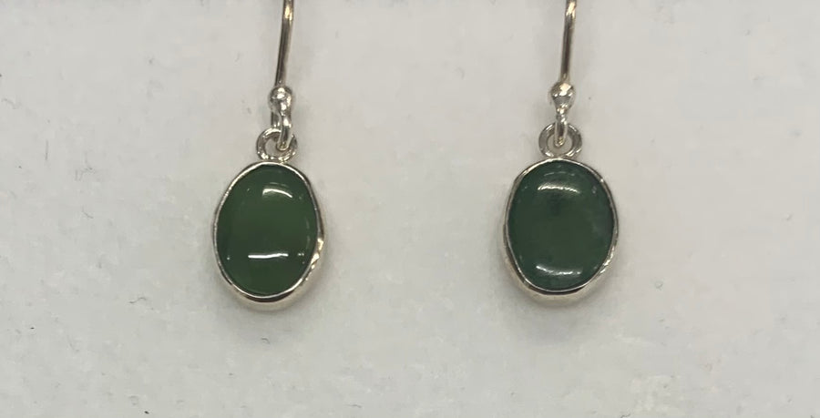 New Zealand Pounamu Sterling Silver Round Sterling Silver Oval Earrings