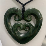 New Zealand Pounamu Heart Necklace With Four Korus