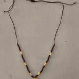 Garnet, Gold Plate on Brass Beads & Pendant with Lolite Stone String Necklace