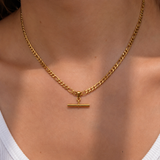 Gold Plated Stainless Steel Flat Chain with T Bar