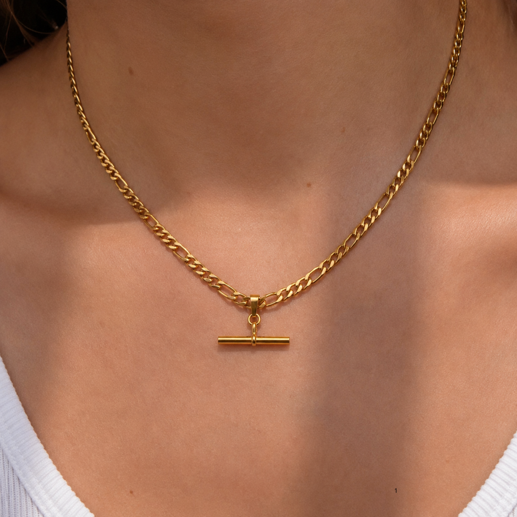 Gold Plated Stainless Steel Flat Chain with T Bar