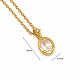 Gold Plated Stainless Steel Necklace with Cubic Zirconia