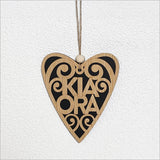 Hanging Heart Ornament - Kia Ora Black