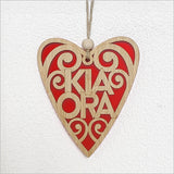 Hanging Heart Ornament - Kia Ora Red