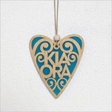 Hanging Heart Ornament - Kia Ora Teal