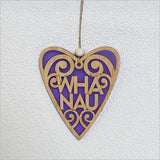 Hanging Heart Ornament - Whānau Purple