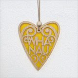 Hanging Heart Ornament - Whānau Yellow