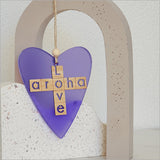 Hanging Heart Ornament - Aroha + Love Purple