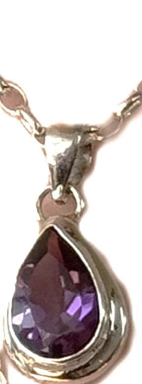 Amethyst Faceted 12x8mm Teardrop Pendant
