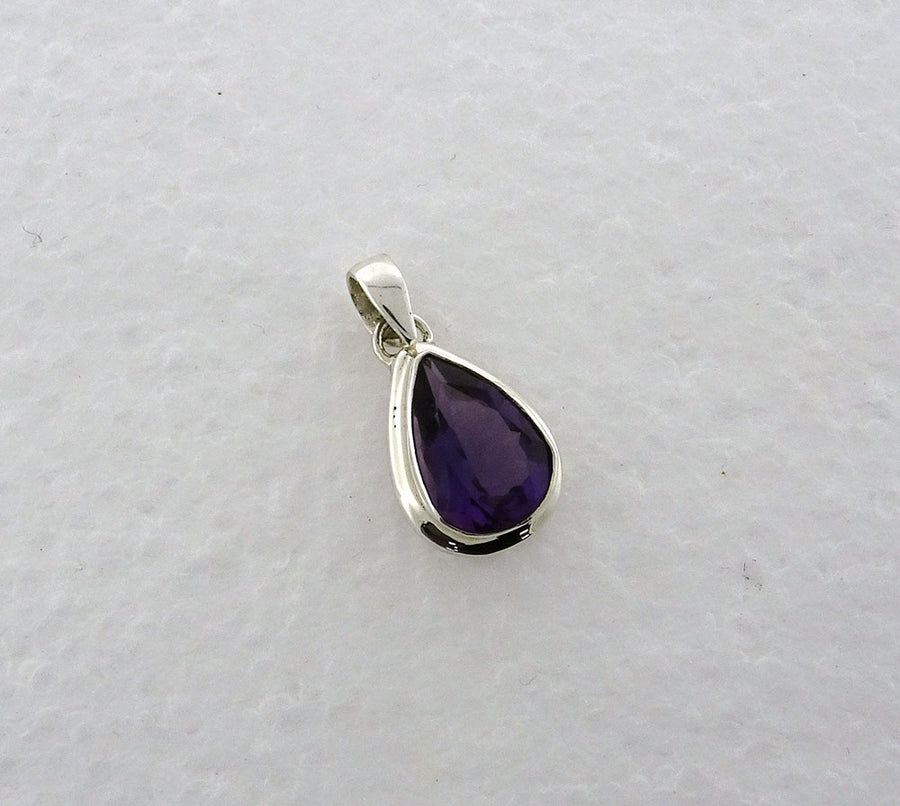 Amethyst Faceted 14x10mm Teardrop Pendant