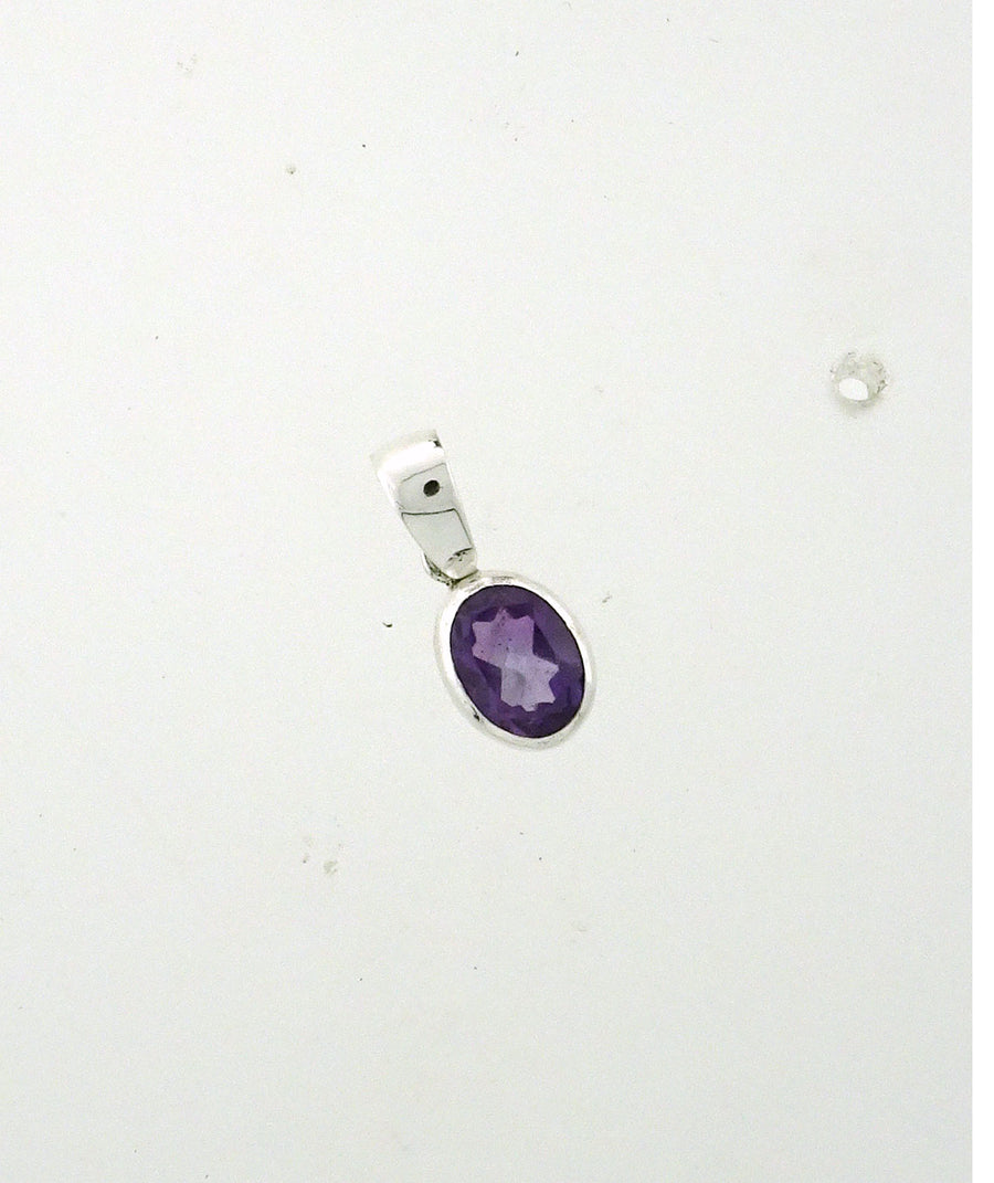 Amethyst Faceted 9x6mm Oval Pendant
