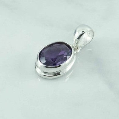 Amethyst Faceted 15x10mm Oval Pendant