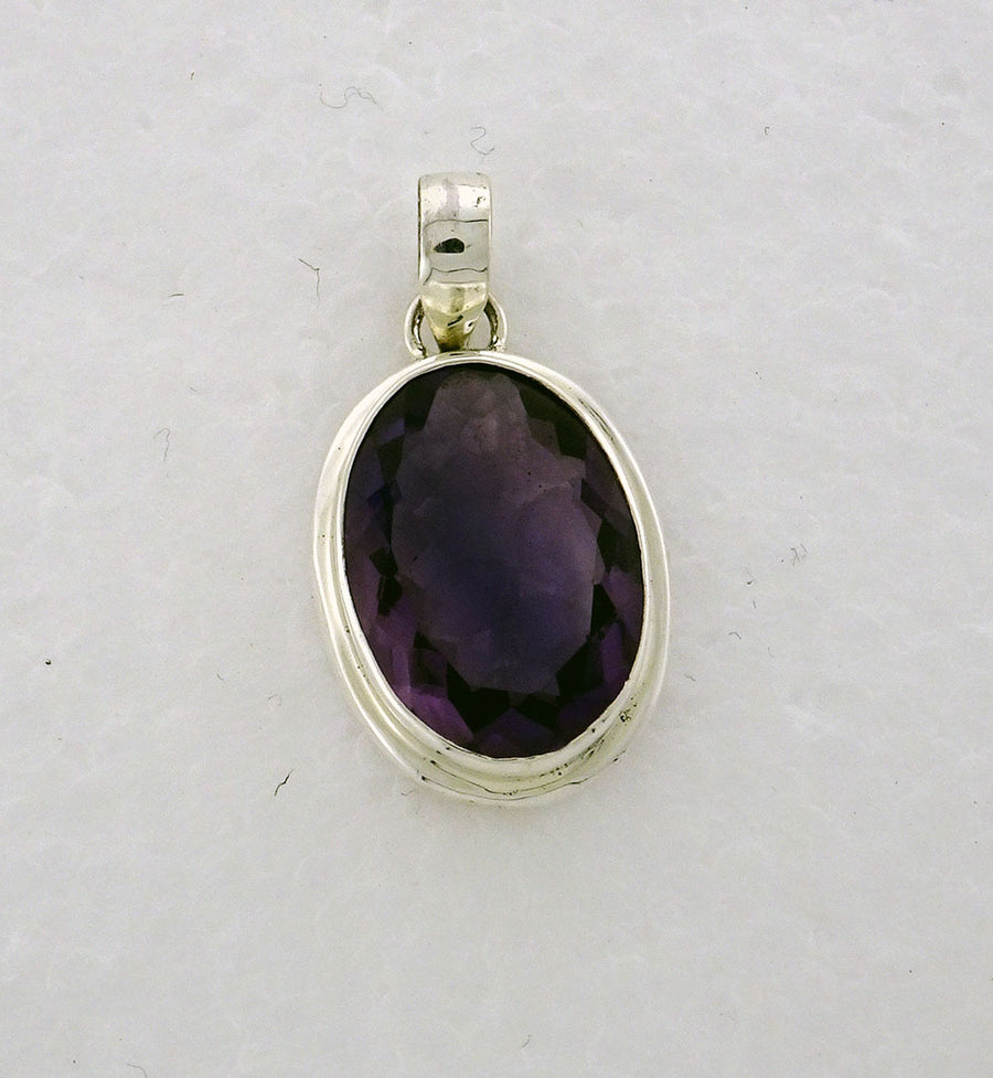Amethyst Faceted 18x13mm Oval Pendant