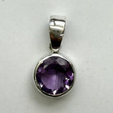 Amethyst Faceted 8mm Round Pendant