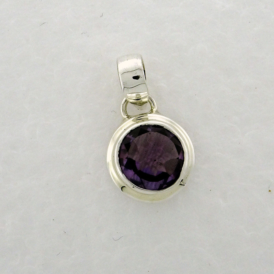 Amethyst Faceted 9mm Round Pendant