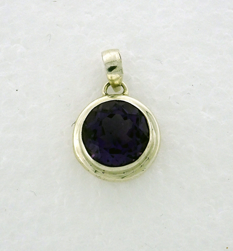 Amethyst Faceted 12mm Round Pendant