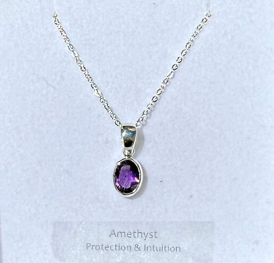 Amethyst Faceted 9x6mm Oval Pendant
