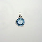 Blue topaz Faceted 10mm Round Pendant