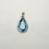 Blue topaz Faceted 15x10mm Teardrop Pendant