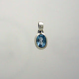 Blue topaz Faceted 8x6mm Oval Pendant