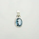 Blue topaz Faceted 10x8mm Oval Pendant