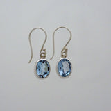Blue Topaz Faceted 8x6mm Oval Earring