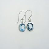 Blue Topaz Faceted 9X7mm Oval Earring