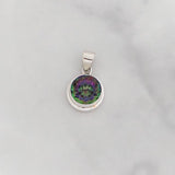 Mystic Topaz 10mm round faceted pendant