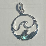 New Zealand Pāua Wave Pendant in Sterling Silver