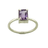 Amethyst Faceted 9x7mm Rectangle claw set Ring
