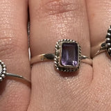 Ring Amethyst 8x5mm faceted rectangle