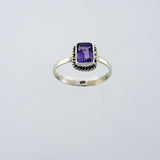 Ring Amethyst 8x5mm faceted rectangle