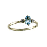 Blue Topaz Facet 6x4mm & CZ  Ring