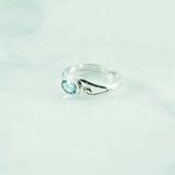 Blue Topaz Faceted 7x5mm with Spirals Ring