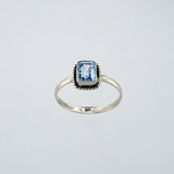 Ring Blue Topaz 8x5mm Rectangle faceted