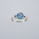 Ring Blue Topaz  9mm Faceted round