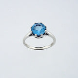 Ring Blue Topaz 11x11 facet round