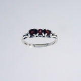 Garnet 3x Faceted stones Ring