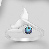 Pāua Whale Tail Ring in Sterling Silver
