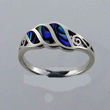NZ Pāua Sterling Silver Ring with inlay & spirals