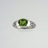 Peridot 8x6mm Facet engraved Ring