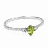 Peridot Faceted & Cubic Zirconia Ring