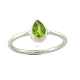 Peridot Faceted 8x6mm Teardrop Ring