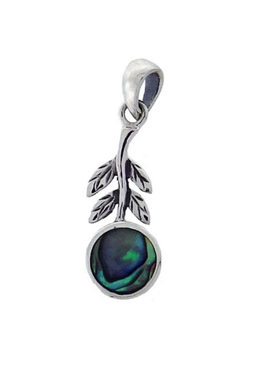 NZ Paua Sterling Silver Leaf Pattern