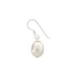 White Oval Pearl Earrings