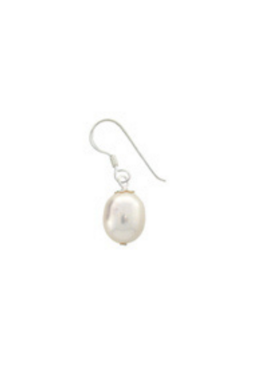 White Oval Pearl Earrings