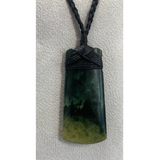 New Zealand Kawakawa & Flower Jade Pounamu Toki (Adze) Necklace