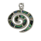 Sterling Silver Pāua Koru / Spiral Pendant