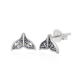 Whale Tail Stud Earring Sterling Silver